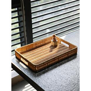 桂味源 日式托 托盘彷藤编织 茶几茶盘收纳盘桌面文件收纳篮子长