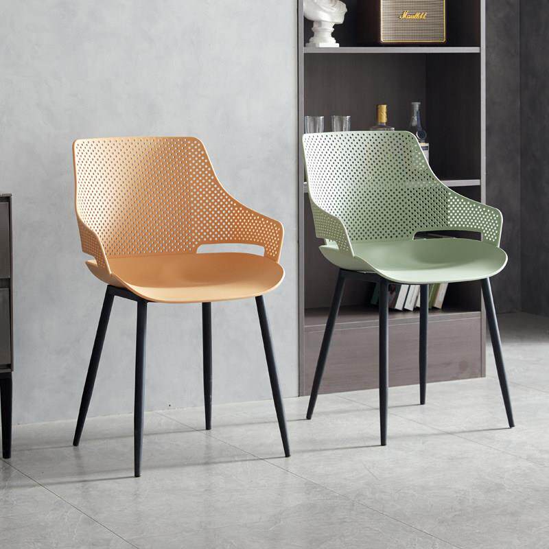 北欧家用扶手镂空塑料餐椅子简约休闲 靠背椅子时尚塑胶书桌洽谈