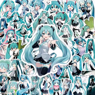 206张chibi版 饰防水DIY贴画 初音未来贴纸动漫卡通电脑水杯iPad装