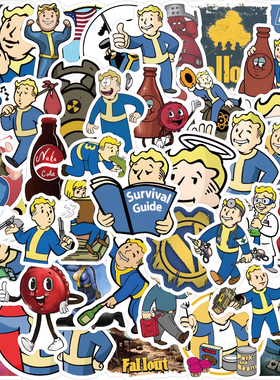 120张fallout辐射游戏贴纸卡通装饰手机壳笔记本水杯电脑防水贴画