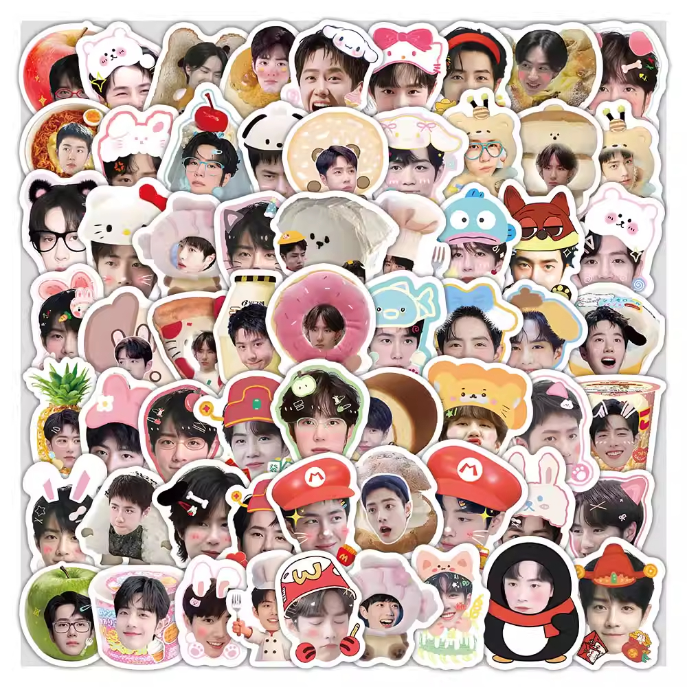 103张博君一肖大头贴纸高颜值明星周边可爱卡通装饰行李箱防水贴
