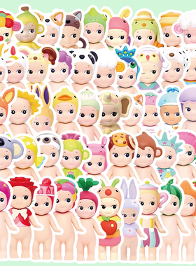 100张Sonny angle桑尼天使贴纸温暖治愈卡通可爱装饰手机防水贴画