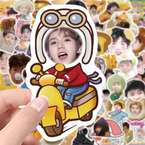 120张王源大头贴纸可爱卡通明星趣味应援周边装饰笔记本贴画防水