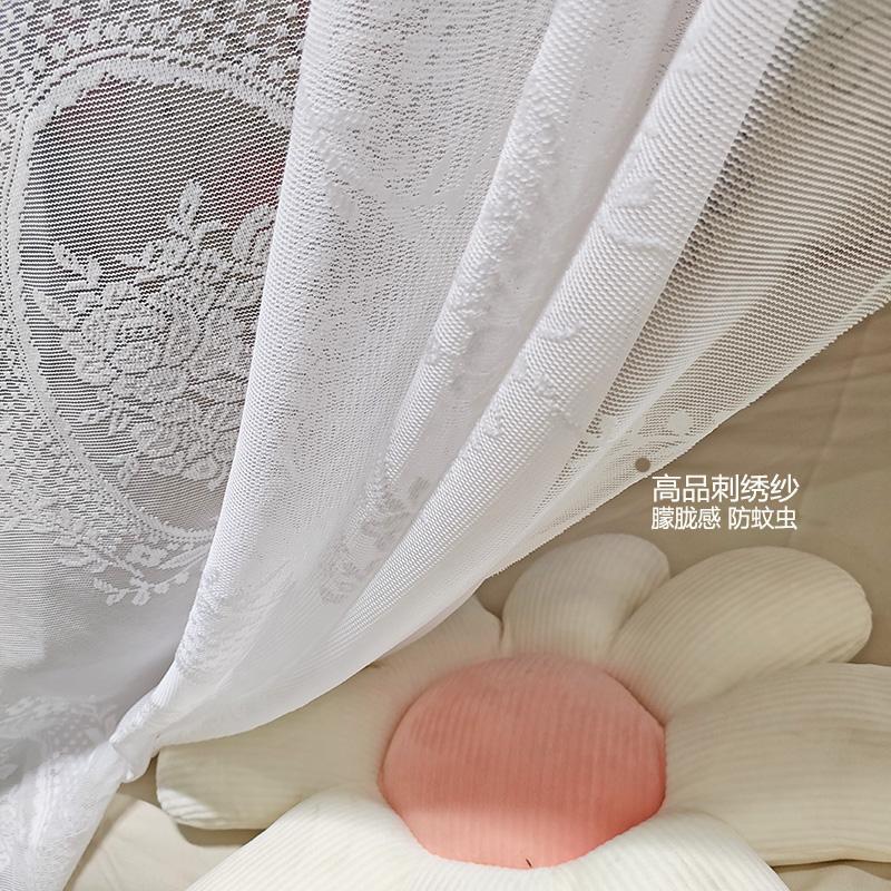 宿舍纱帘法式蕾丝 学生床帘纱幔公主风防蚊 寝室上下铺纱蚊帐刺绣
