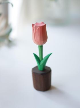 Joe的小作坊/开花郁金香小木雕摆件扩香木 纯手工 北欧风情侣礼物