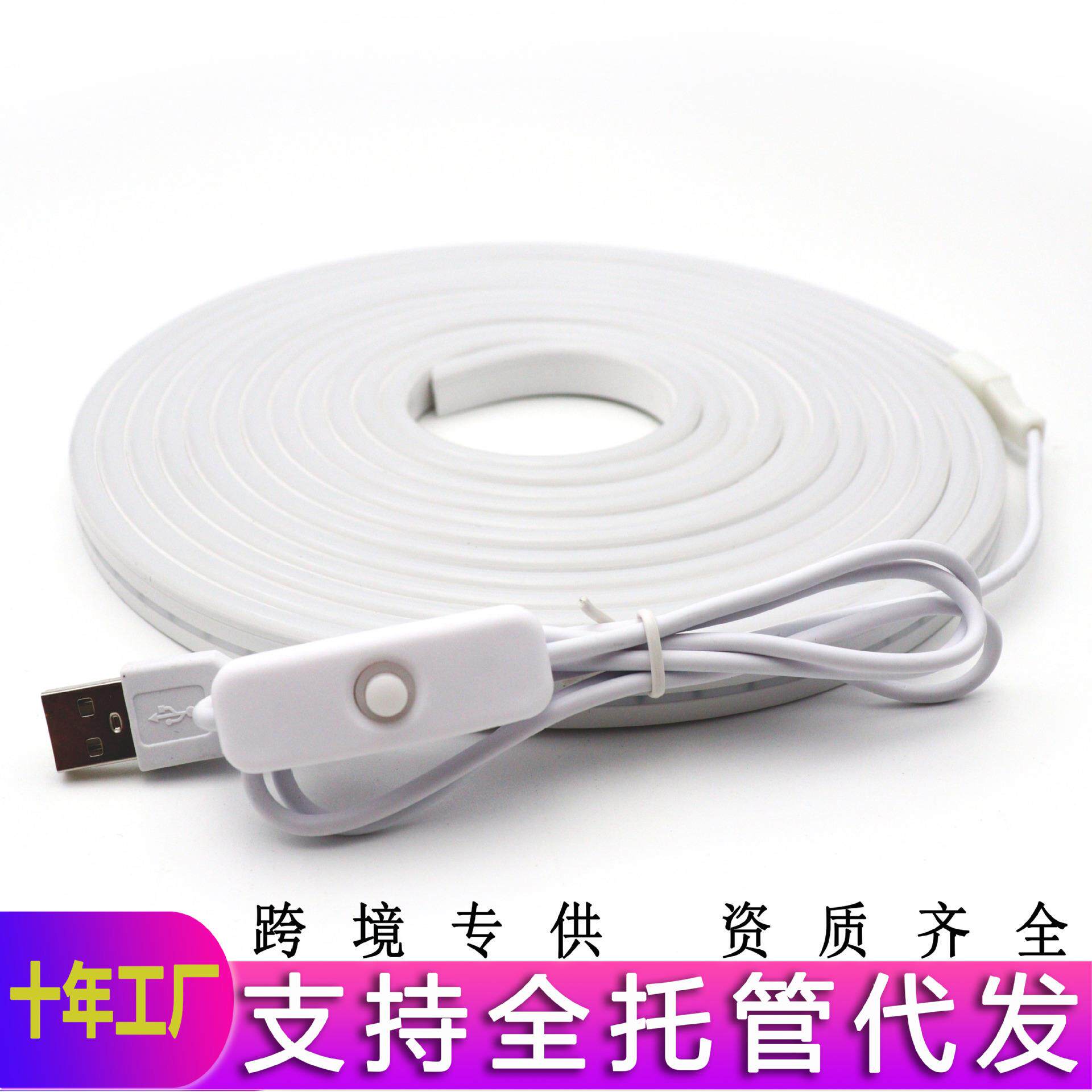 带开关USB霓虹灯5V LED低压灯条501按钮开关画框造型霓虹灯条