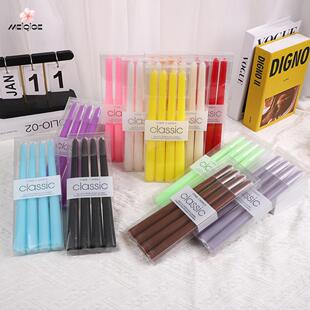 加粗4支/盒直杆蜡烛高颜值欧式红白长杆腊烛彩色网红西餐柱蜡锥杆