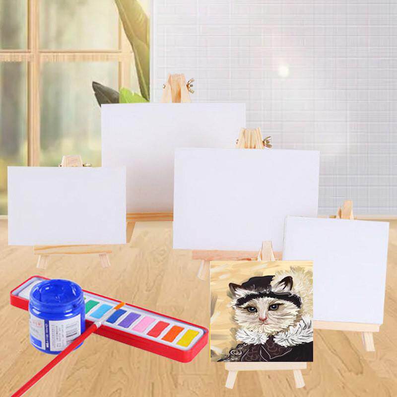 DIY迷你儿童绘画油画框涂色填色画布画画涂鸦木质小画架可
