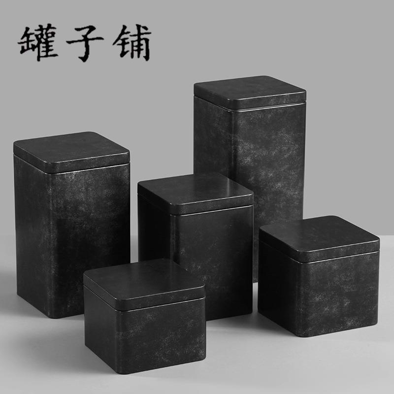 厂家直供复古茶叶罐铁盒 磨砂金属罐正方形茶叶包装铁盒 现货