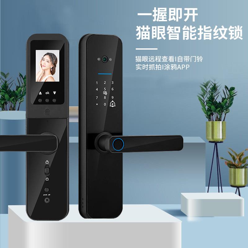 3D猫眼摄像头监控涂鸦智能电子门锁指纹密码锁公寓酒店门家用木门