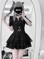 Japanese single bud mass production type noemie glutinous rice style off-the-shoulder short-sleeved shirt clear and cute short skirt set thumbnail 2