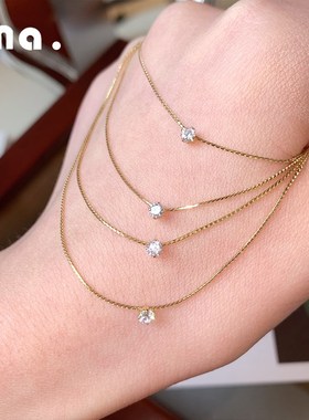 925纯银项链女款夏天蛇骨v链网红气质轻奢小众钻石吊坠配饰不褪色