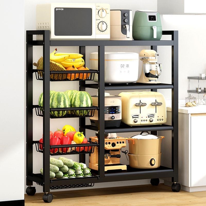 厨房菜篮子置物架落地多t层蔬菜收纳筐家用小推车U杂物置物架餐柜