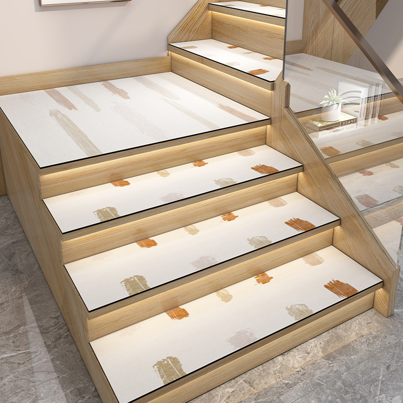 简约家用楼梯踏步垫免胶自粘可擦台洗G阶梯式实木家用防滑地毯定