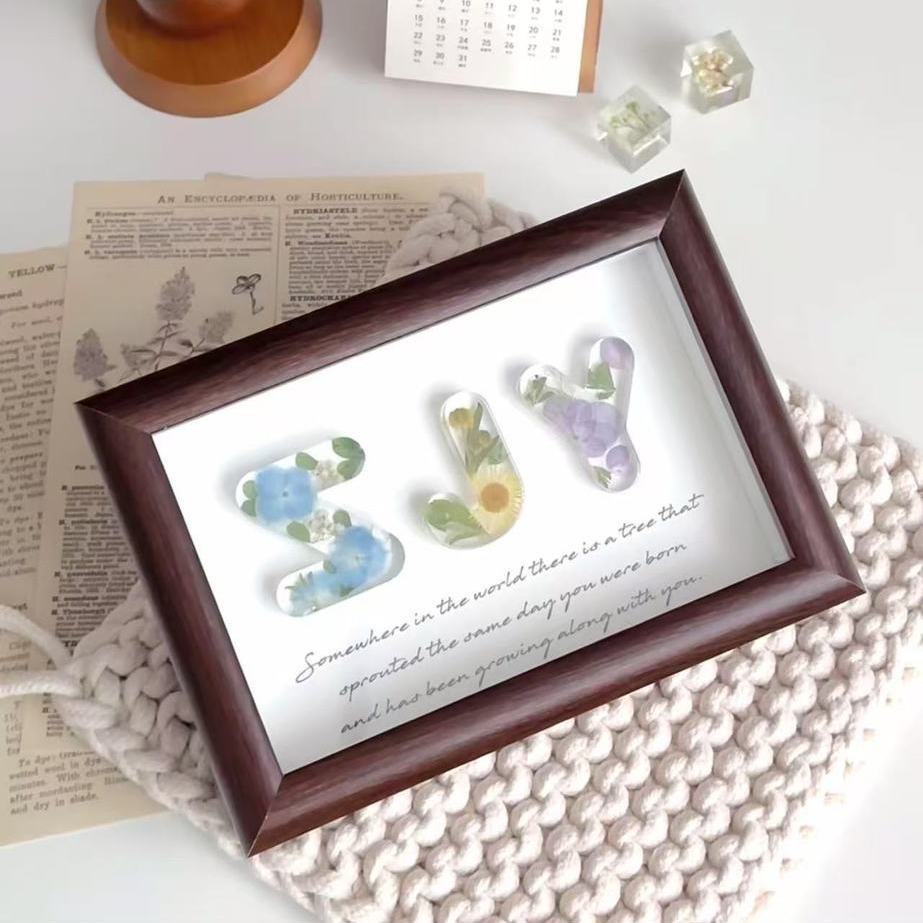 diy手工滴胶干花字母相框摆件七夕情人节生日礼物办公室床头装饰