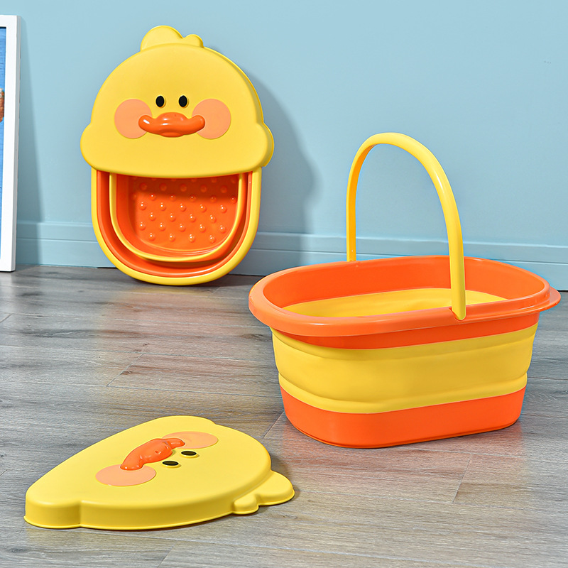 儿童卡通可折叠泡脚桶 家用足浴盆按摩洗脚盆 式可收缩足浴桶