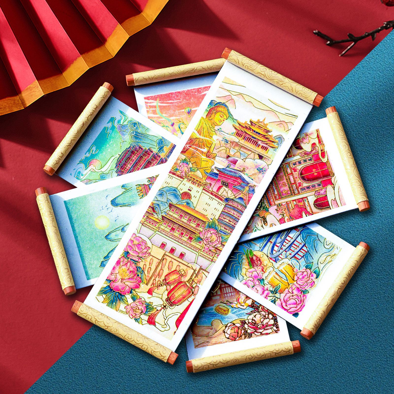 城市卷轴系列北京成都文创旅游城市木质冰箱贴创意礼品磁性纪念品