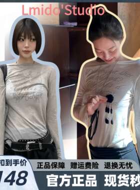 韩国潮牌gilaarchive长袖jisoo Jennie同款复古T恤字母内搭衬衫秋