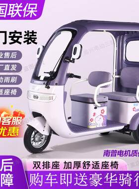 新款国标电动三轮车小型带棚三轮电动车老人代步车载人家用电瓶车