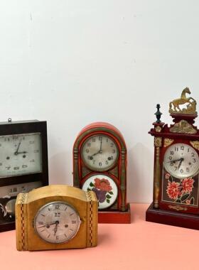 7080年代老物件怀旧老式钟表马头钟座钟挂钟圆头钟农家乐装饰摆件