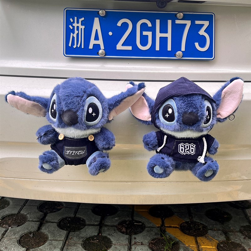 可爱史迪仔车尾挂件m车载装饰车外玩偶摩托电动车屁股公仔汽车摆