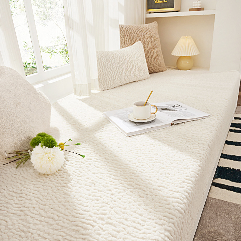 冬季羊羔绒奶油风飘窗垫窗台垫x2023新款阳台垫子定制飘窗毯冬天