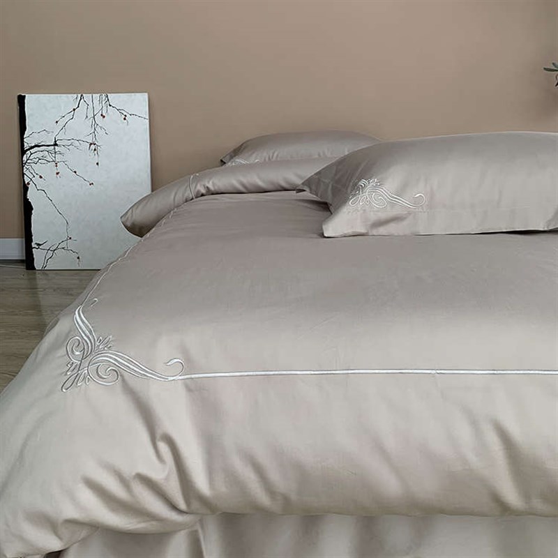 竹棉床品80支l竹纤维长绒棉混纺四件套刺绣款被套床单枕套