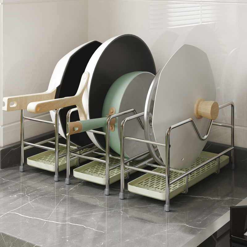 锅盖架台面304不锈钢 厨房锅具砧板菜板收M纳置物架桌面沥水分层