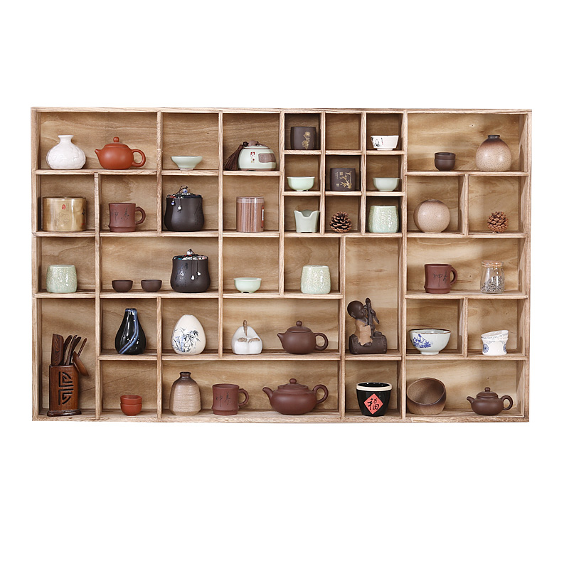 博古架实木中式壁挂式多宝阁挂墙茶壶架茶杯架茶具置物展示架茶架