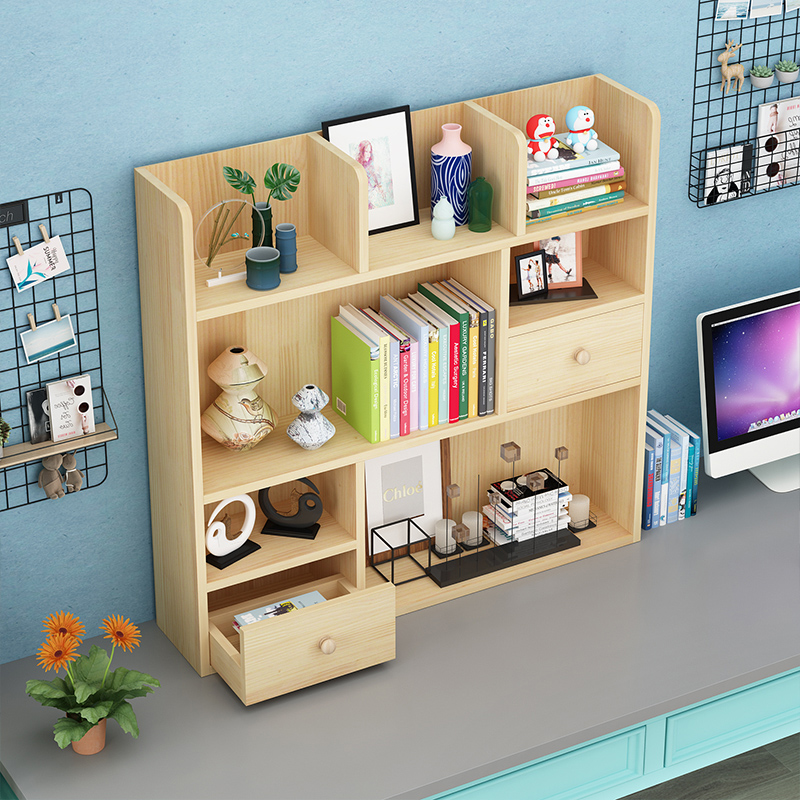 实木简易办公桌上小书架儿童书桌收纳置物架学生桌面书柜飘窗定制