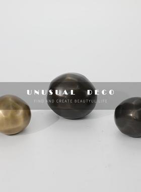 现代简约欧式样板间桌面书镇装饰品书房客厅金色黑色金属球摆件