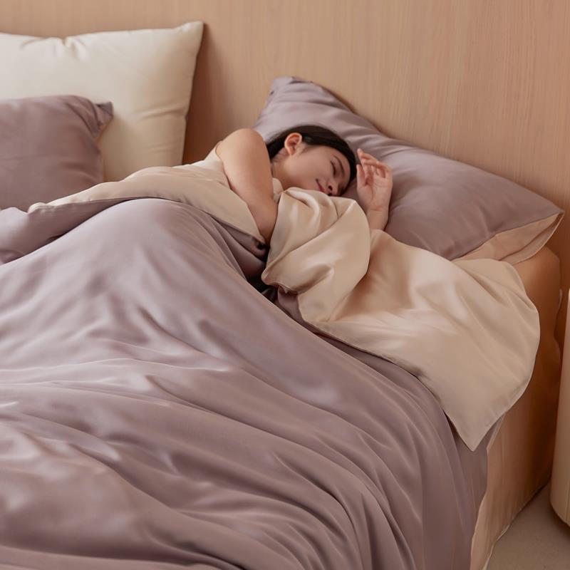 夏季北欧简约灰色60支莱赛尔天丝四件套双面冰丝床单被套床笠床品