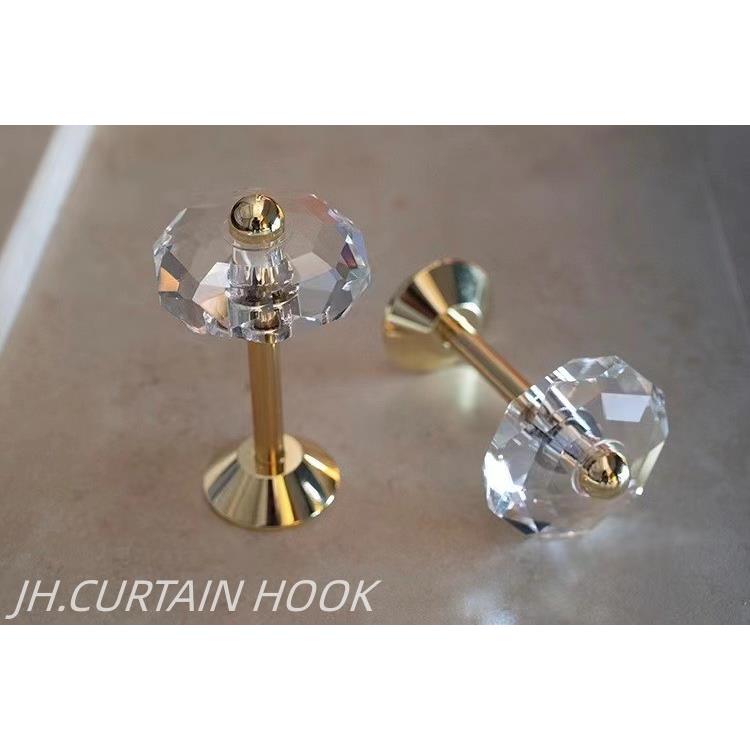 轻奢简约窗帘水晶挂钩墙钩玻璃水晶金属直杆窗帘绑带壁钩装饰配件