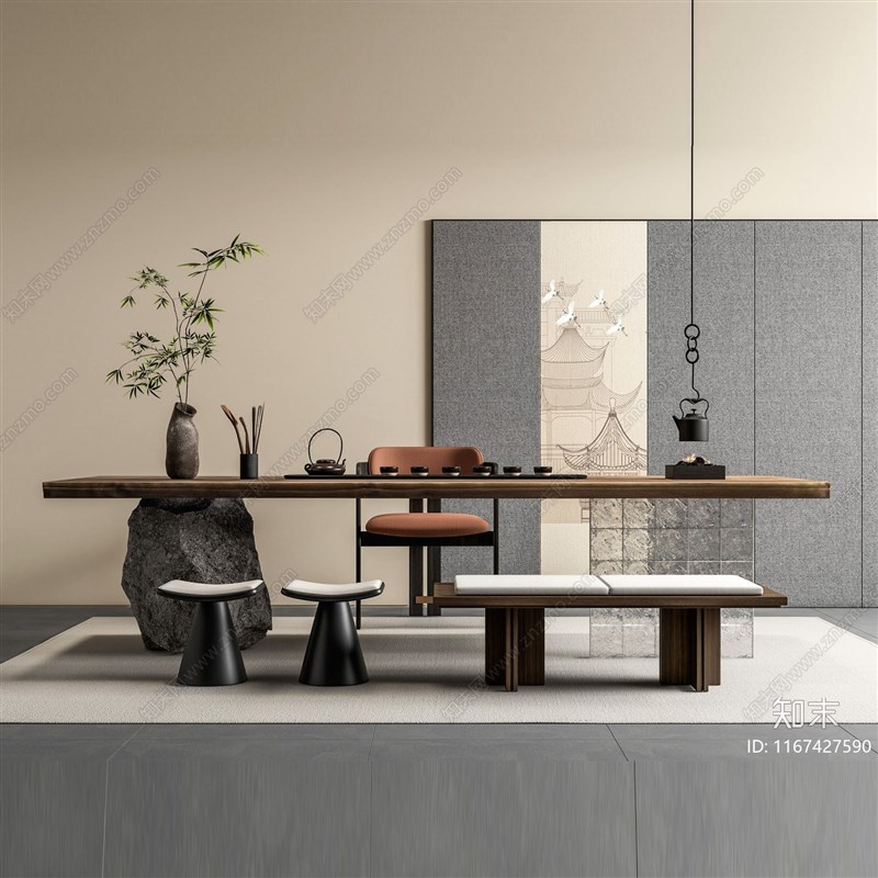 新中式实木茶桌椅组合现代简约禅意茶室泡茶台茶几茶桌茶艺桌家具