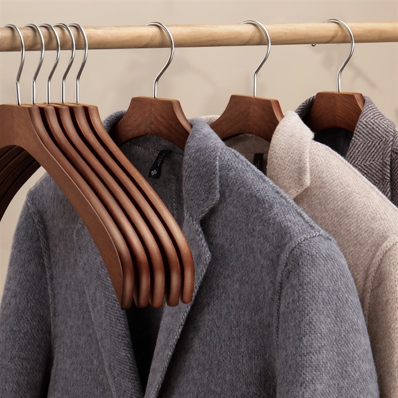实木衣架无痕防肩角家用挂衣高级木质衣撑服装店专用木头木制衣架