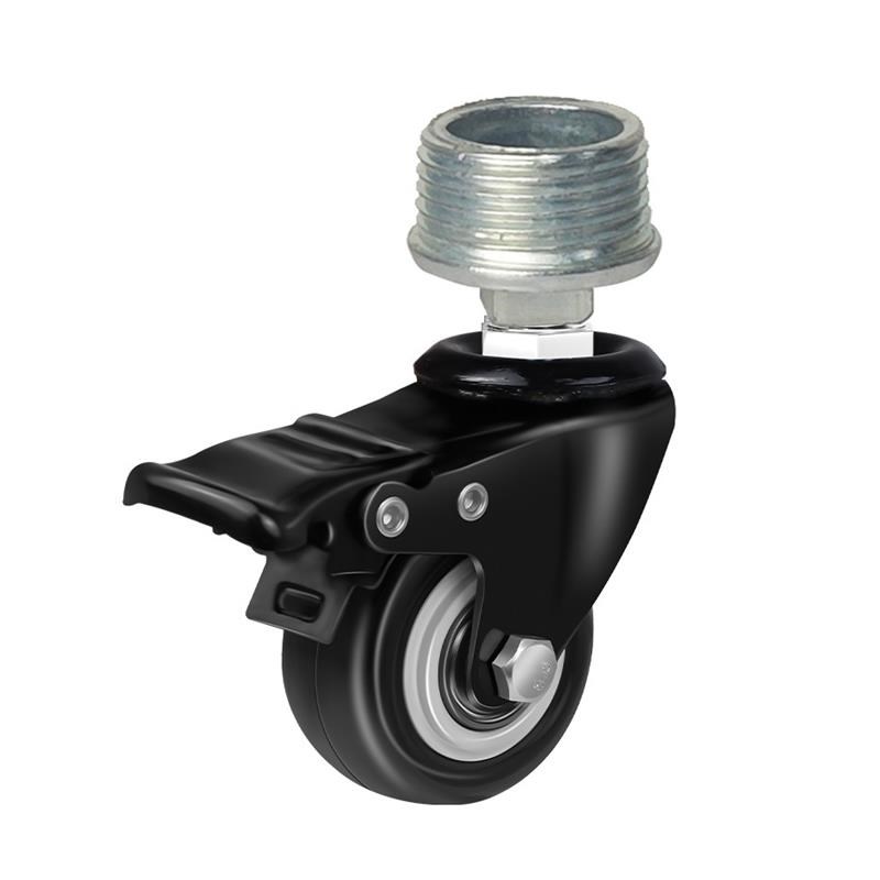 万向轮衣架轮4分6分1寸螺纹晒衣架脚轮落地杆水管钢管架子刹车轮