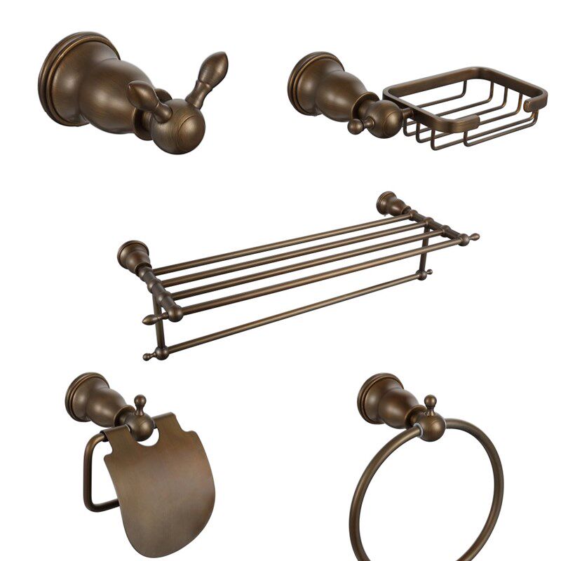 卫浴五金组合套装仿古古典青古铜色浴巾架毛巾杆欧式全铜