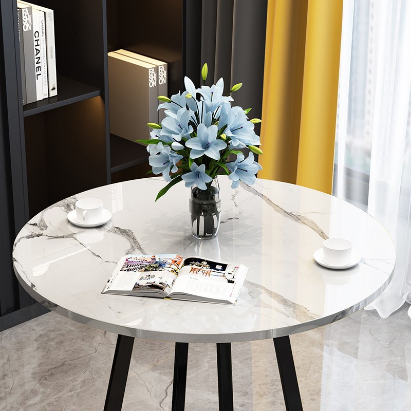家用餐桌洽谈桌小圆桌轻奢售楼处会客小桌子办公室圆形圆桌阳台桌