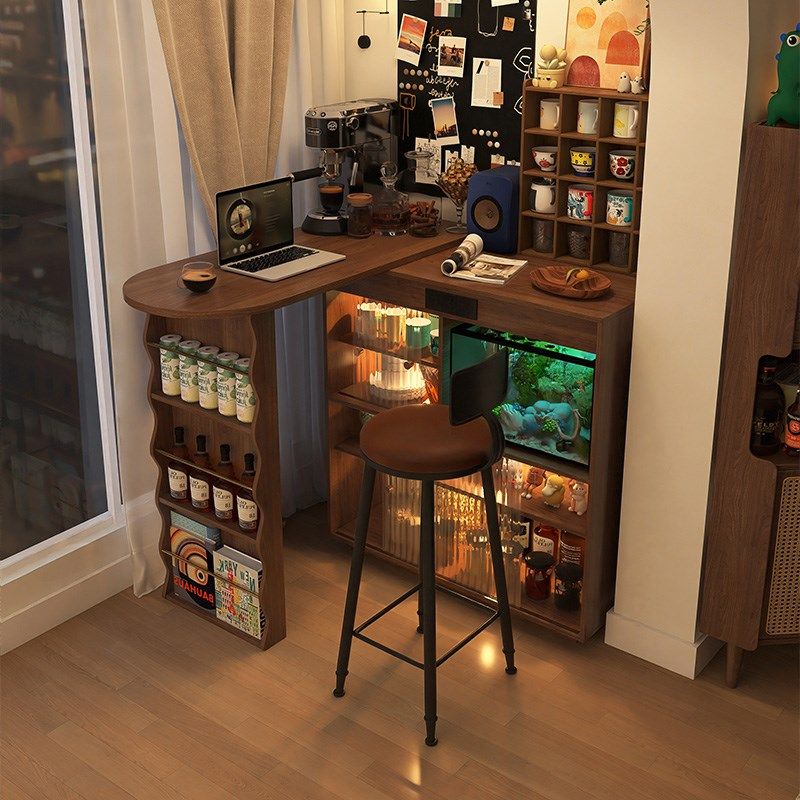 阳台吧台桌柜家用隔断柜伸缩客厅小桌子一体转角折叠书桌岛台酒柜