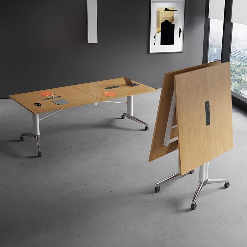 折叠会议桌长条桌培训桌可v移动拼接办公桌子多功能伸缩大书桌长