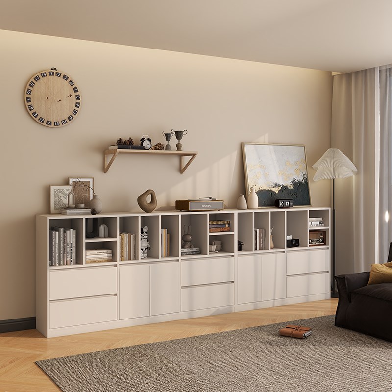 实木奶油风组合i书柜置物沙发边柜客厅家用书房书架收纳储物柜定