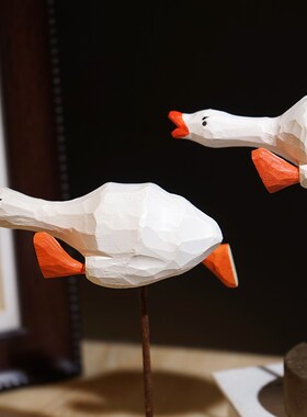 【加油冲鸭!】手工木雕小摆件可爱励志加油治愈系桌面摆放装饰品