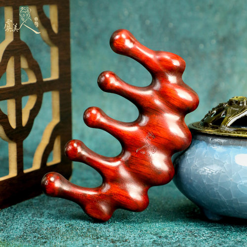 虞美人新品天然犀角紫檀木梳头部梳按摩头皮经络梳子发宽齿男女脱