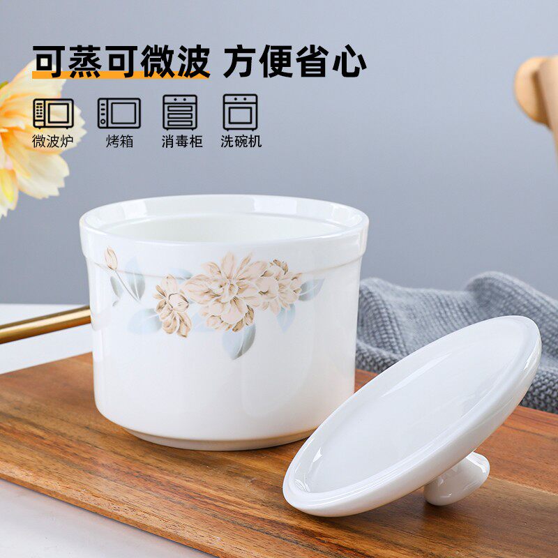 6个骨瓷炖盅汤盅带盖汤盅炖罐隔水盅小炖盅燕窝碗汤煲陶瓷蒸盅