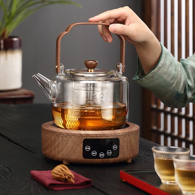 金芝达玻璃蒸煮茶壶电陶炉烧水加厚耐热家用白茶提梁泡茶器套装