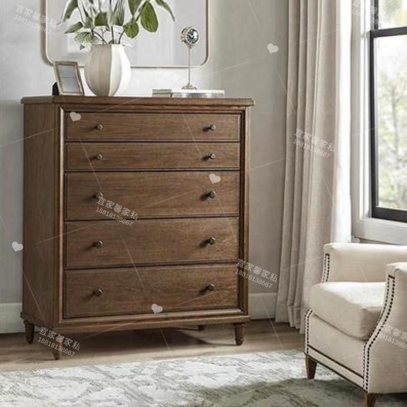 现货美式实木双人主卧1.8米婚床法式橡木复古简约1.5米单人布艺床