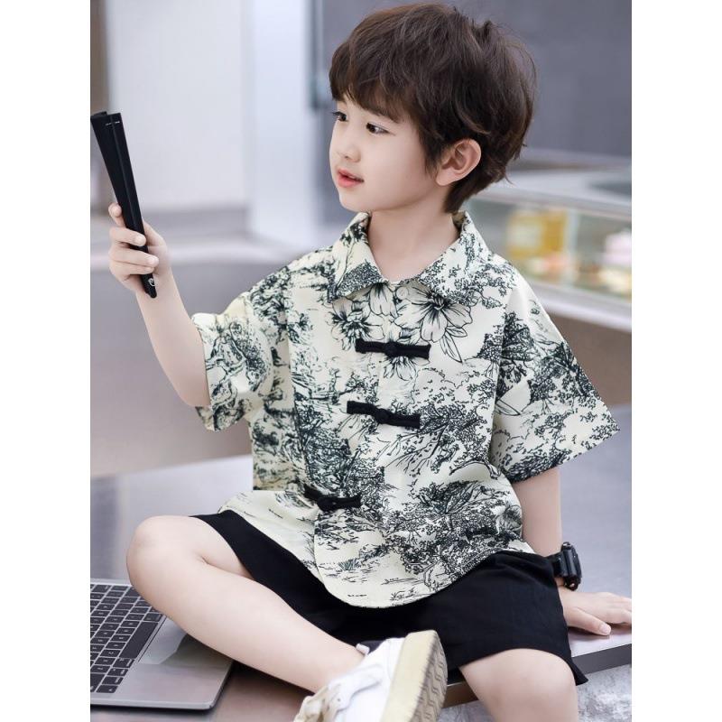 2025新款宝宝夏季汉服套装男童古装新中式夏装儿童中国风网红衣服