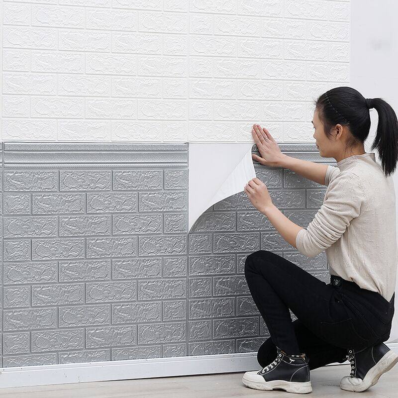 加厚3d立体墙贴自粘客厅餐厅墙纸砖纹腰线墙裙墙围防撞泡沫贴纸
