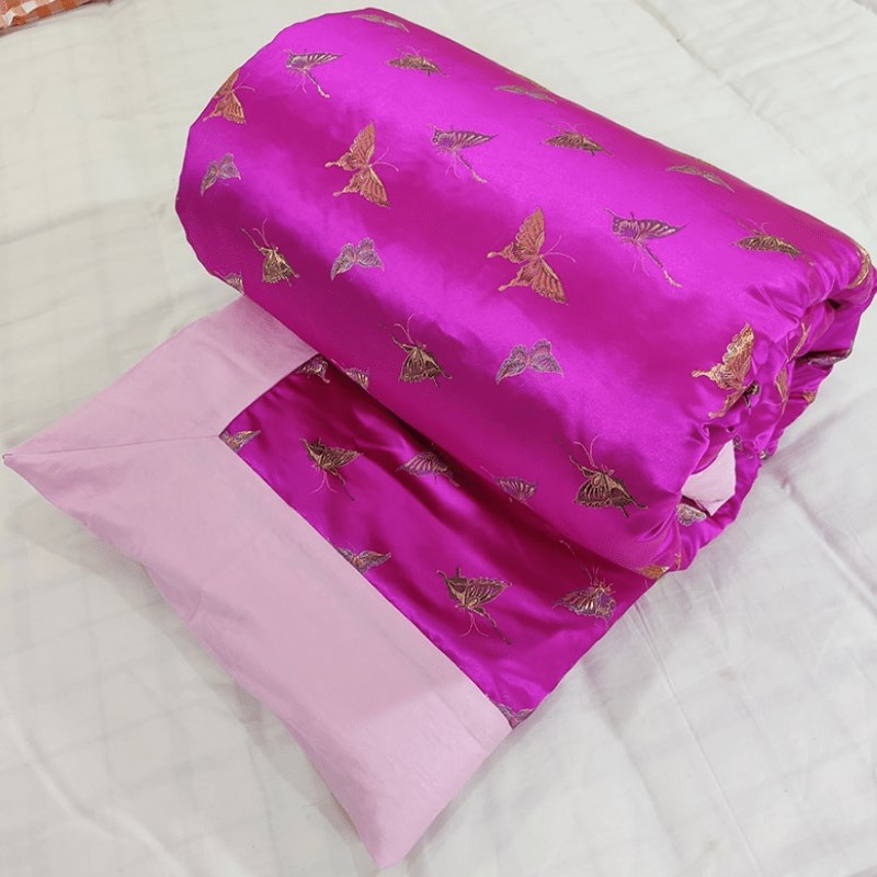 老式丝绸绸缎棉被包边锦缎被子结婚被套传统婚庆陪嫁古代宫廷喜被