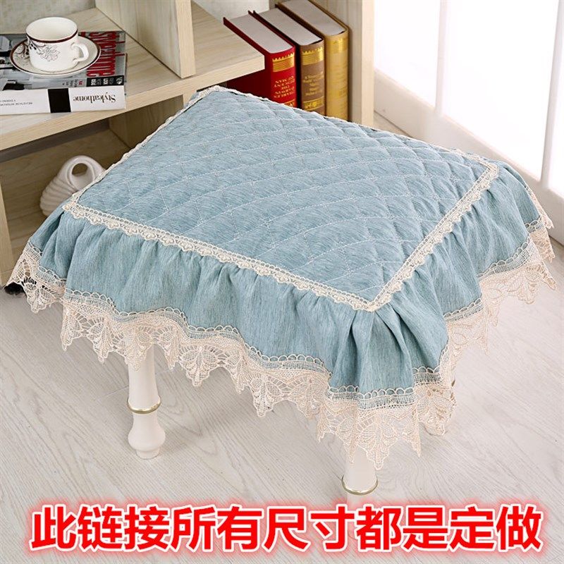 欧式防滑加厚小方凳垫钢琴凳子垫椅垫方形座垫学生梳妆台蕾丝坐垫